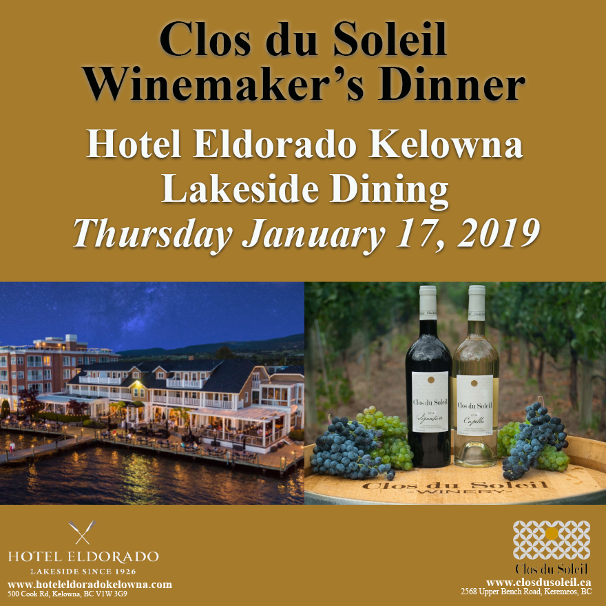 Clos du Soleil Hotel Eldorado Winemaker's Dinner Jan 17, 2019